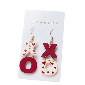 Trendy RED & WHITE  XO  Dangle Earrings